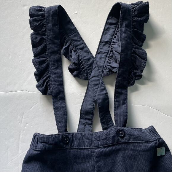 Carrement Beau Corduroy Blue Ruffle Bubble Shorts with Suspenders Size 2  86 - Picture 2 of 10